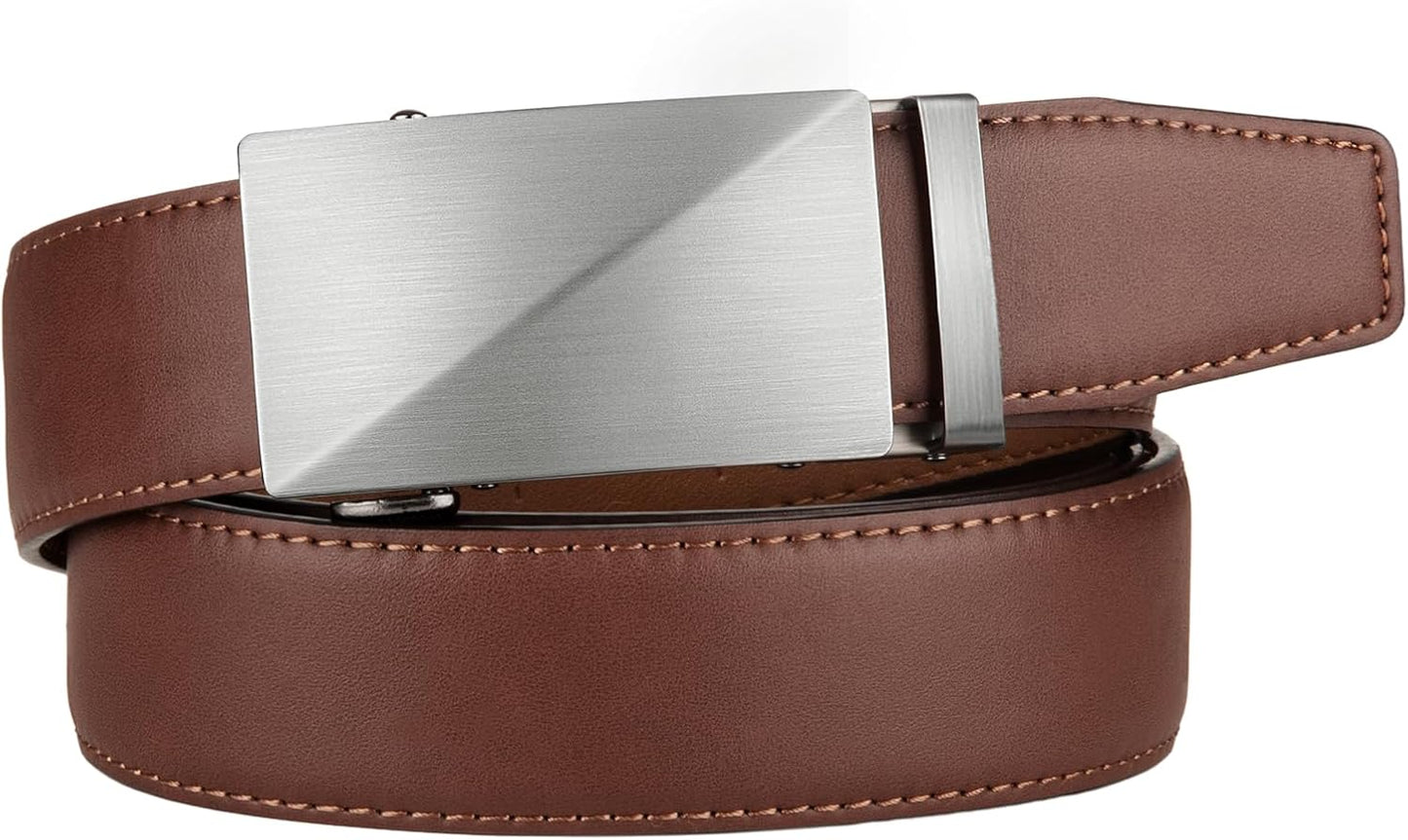 Zitahli Belt Men, Ratchet Belt Dress with 1 3/8" Premium Leather,Slide Belt with Easier Adjustable Automatic Buckle