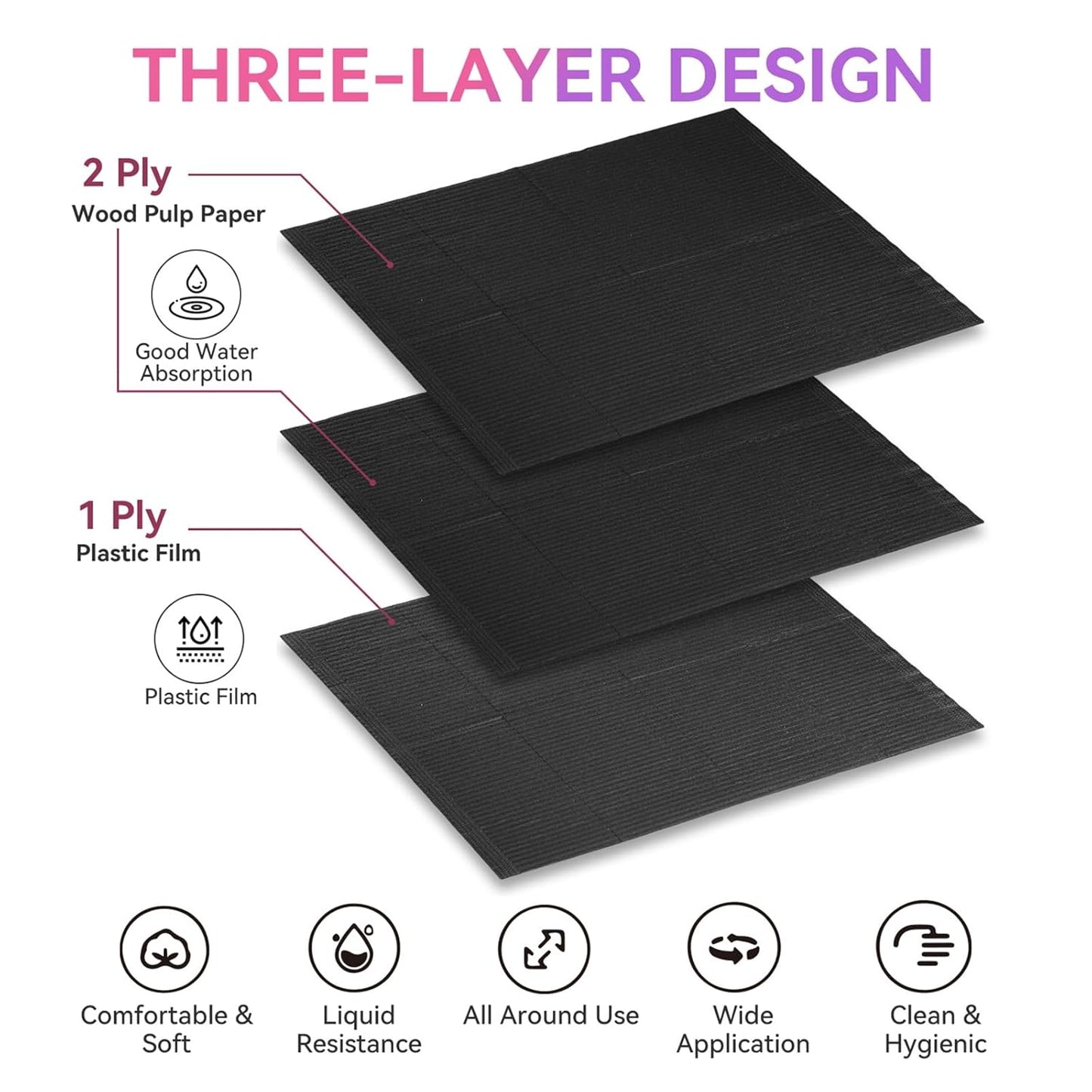 Makartt Disposable Nail Mats: 50Pcs Fordable Nail Paper Towels for Table Acrylic Practice Sheet 3 Ply Waterproof Nail Art Table Mats Clean Pads for Salon Manicure Tattoo Black