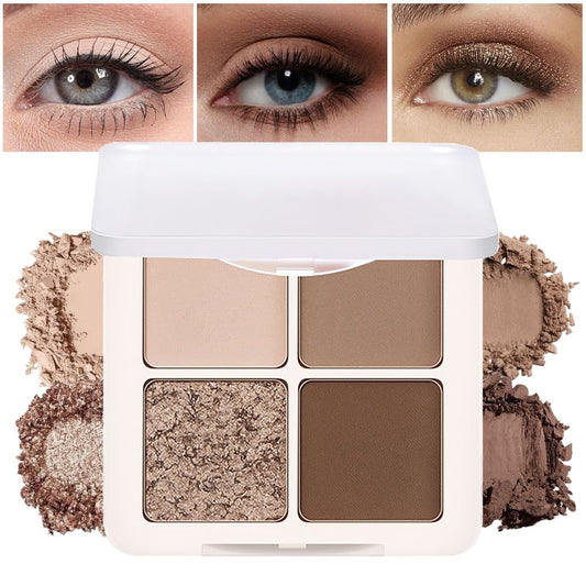 Eyeshadows Palette Makeup for Older Women, Neutral Nude Brown Eye Shadow, Powder Cream Glitter Matte Shimmer Quads Eyeshadow Palette, Long-lasting Pigmented Waterproof, sombras para ojos
