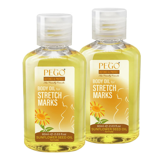 PEGO Stretch Mark Oil for Pregnancy, Maternity Body Oil for Stretch Mark Prevention & Reduction, Hydrating Skin Care, 4.06oz (2Pack)