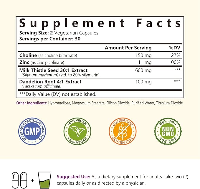 Milk Thistle Complex, 4-in-1 Liver Support, 30:1 Milk 80% Silymarin, 60 Vegetarian