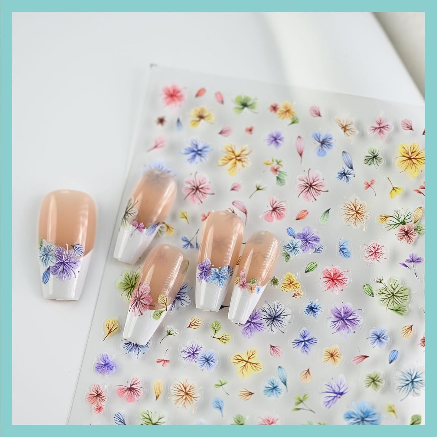 Floral Petal Nail Art Stickers, Embossed Flower Nail Decals, Self-Adhesive, Summer Spring Accessories for Women, Nail Decorations