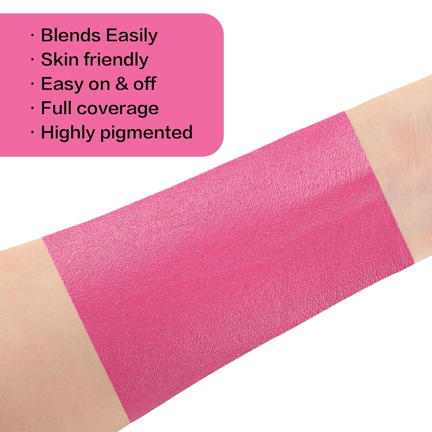 BOBISUKA Pink Face Body Paint, High Pigmented Oil-based Painting Kit, Creamblend Facepaint for Sugar Skull Makeup, Clown Halloween Cosplay, Costume, SFX Special Effect and Theme Parties（2.1 Fl.oz）