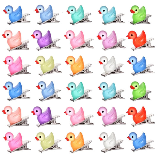 30Pcs Mini Duck Hair Clips, Cute Glow Hairpin for Girls, Resin Rave Hair Clips Styling Accessories for Music Festival Holiday Party Supplies, Colored, Glowing Design