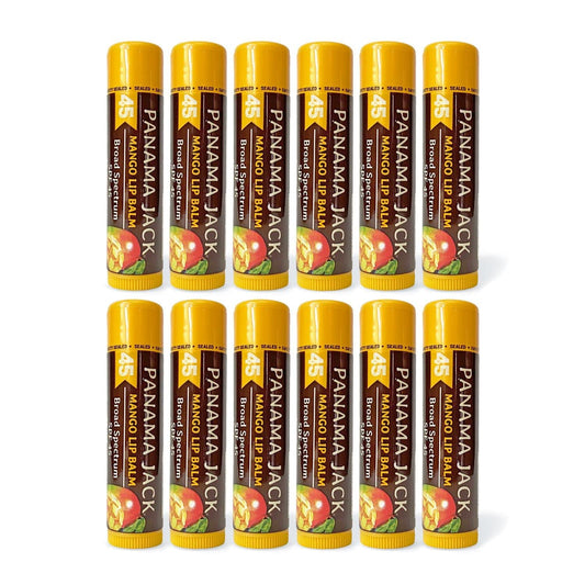 Panama Jack Sunscreen Lip Balm - SPF 45, Broad Spectrum UVA-UVB Sunscreen Protection, Prevents & Soothes Dry, Chapped Lips, Mango, 12-pack