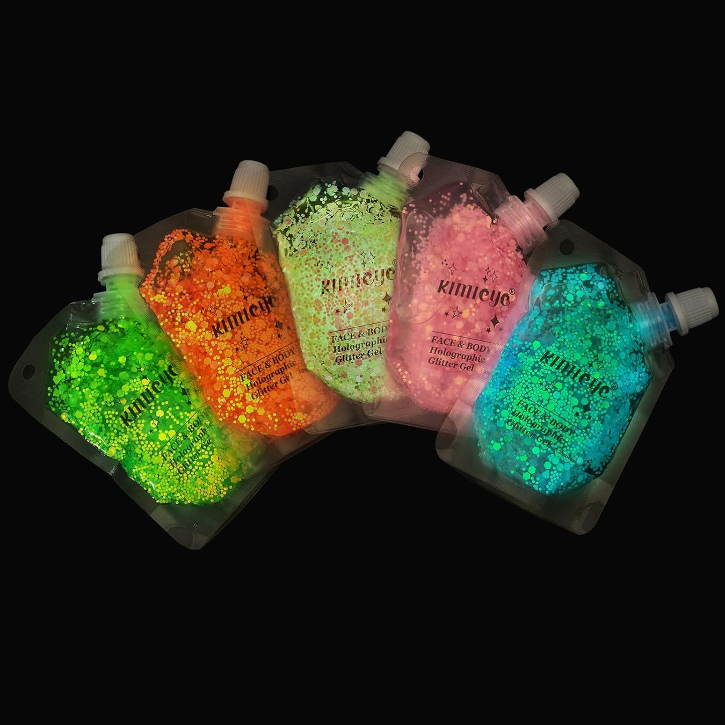 Holographic Face Glitter Gel Body Shimmer Makeup for for Hair, Face, Clavicle, Arm, Nail, Eyeshadow, Long Lasting Waterproof Mermaid Sequins Party Glitter for Rave Festival, 1.35oz (Luminous Blue)