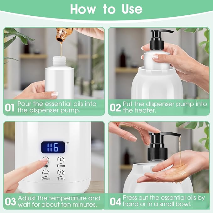 Gugxiom Massage Oil Warmer, LED Display Single Bottle Lotion Heater, Temperature Control Massage Table Warmer with 2 Oil Bottles, for Lotion Cream Massage Oil (US Plug)