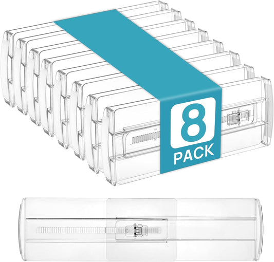 Vtopmart 8 Pack Drawer Dividers for Clothes, 4" High 10.2"-16.5" Adjustable Expandable Dresser Drawer Organizer, Clear Plastic Separators for Dresser, Baby Clothing, Underwear, Cosmetic, Toiletries