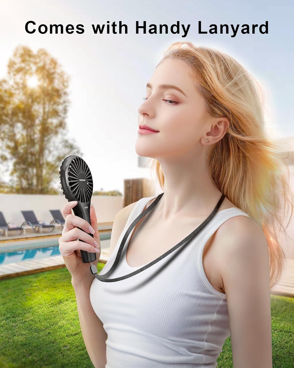 TriPole Handheld Mini Fan Battery Operated Small Personal Portable Fans Speed Adjustable USB Rechargeable Fan for Kids Girls Women Men Home Office Indoor Outdoor Travelling, Black