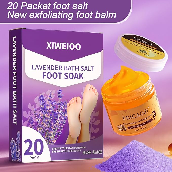 Foot Soak salt with Tea Tree Oil - Moisturize, Reduce Foot Odor, & Soothe Aching Feet Foot cream spa bath massager Epsom Salt foot pedicure kit at home spa exfoliante healthycare