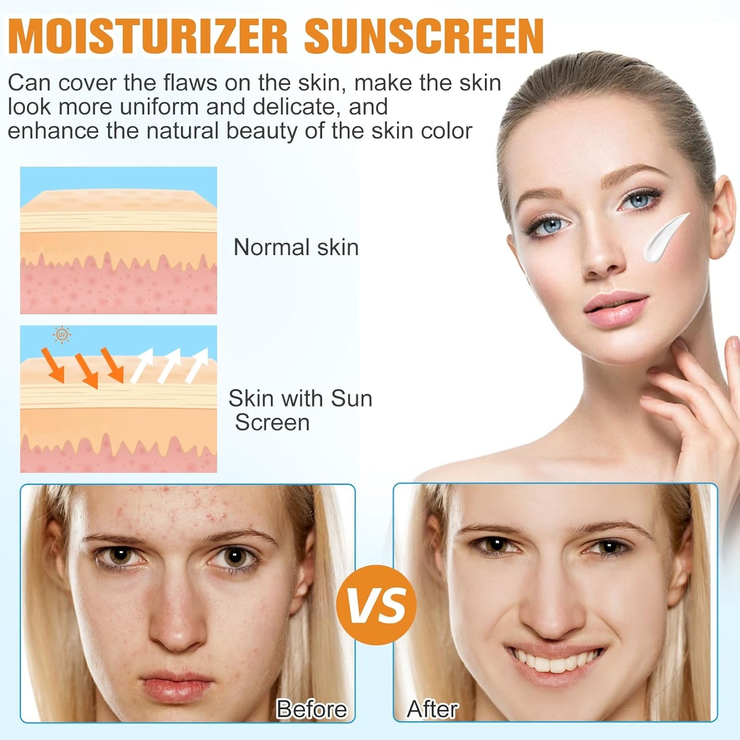 Tinted Sunscreen for Face SPF 50,Universal Protector Solar Con Color,Face Sunscreen Moisturizer,Hydrating Sun Essence Face Sunscreen Hydrating,No Sticky | Travel Size Sunscreen(2PCS)