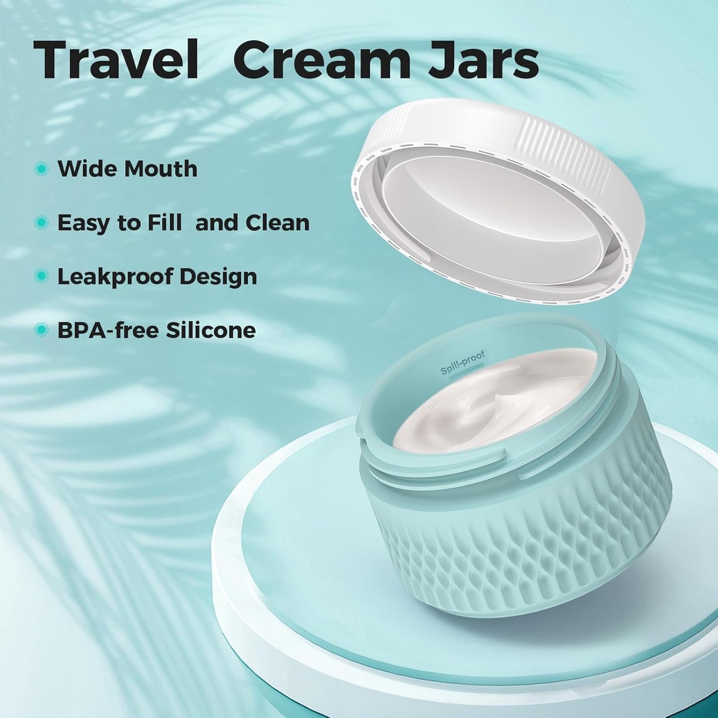 Silicone Cream Jars, BPA Free, TSA Approved 1.3oz Travel Size Containers, Leak-proof, 40ML, Black