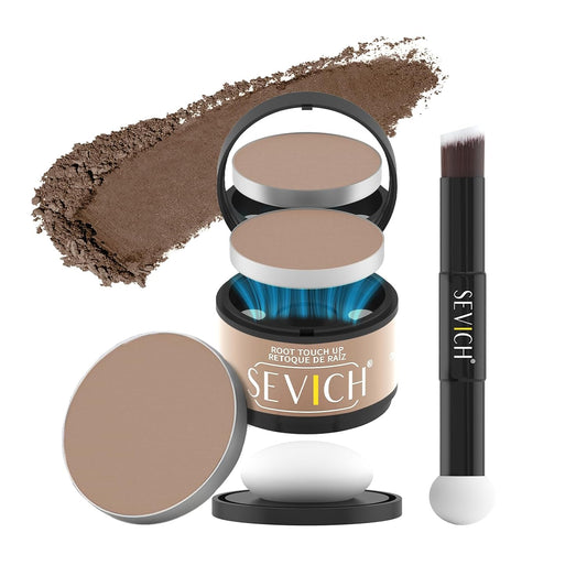 SEVICH Hairline Powder (Replaceable) With Brush & Root Touch-Up for Sparse Hairlines & Gray Coverage, Quick Hair Color Repair, Waterproof & Sweat-Proof, Travel-Friendly (Light Brown)