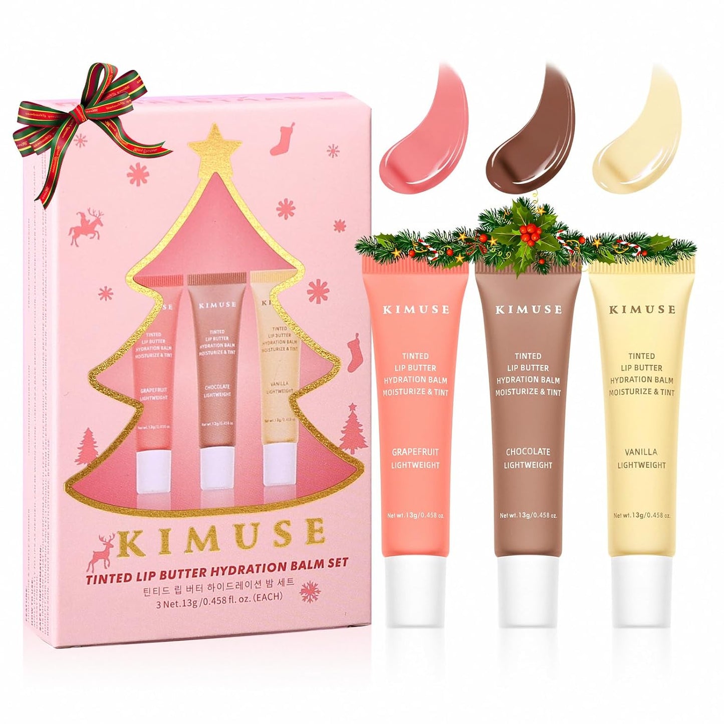 KIMUSE 3 Pack Tinted Lip Butter Hydration Balm, Hydrating Lip Treatment with Hyaluronic Acid & Vitamin E, Tinted Lip Balm for Instant Moisture, Shine & Hydration, Supple Lips, Vegan & Cruelty-Free