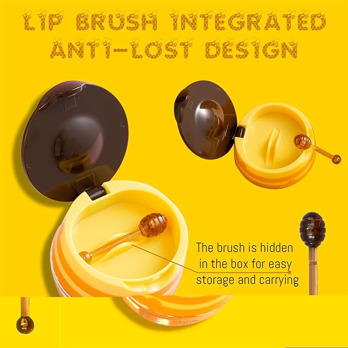 Honey Pot Lip Balm for Dry Cracked Lips - Strawberry Scrub Exfoliator & Moisturizer, Hydrating With Wand, Lip Sleeping Mask (4pcs)
