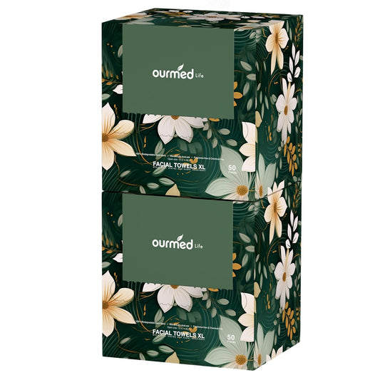 Ourmed Life Disposable Face Towels, Clean Facial Wash Cloth without Lint, Biodegradable Cleansing Dry Wipes, Skincare and Makeup Remover Towels for Sensitive Skin (Unscented, 100Count, Pack of 1)