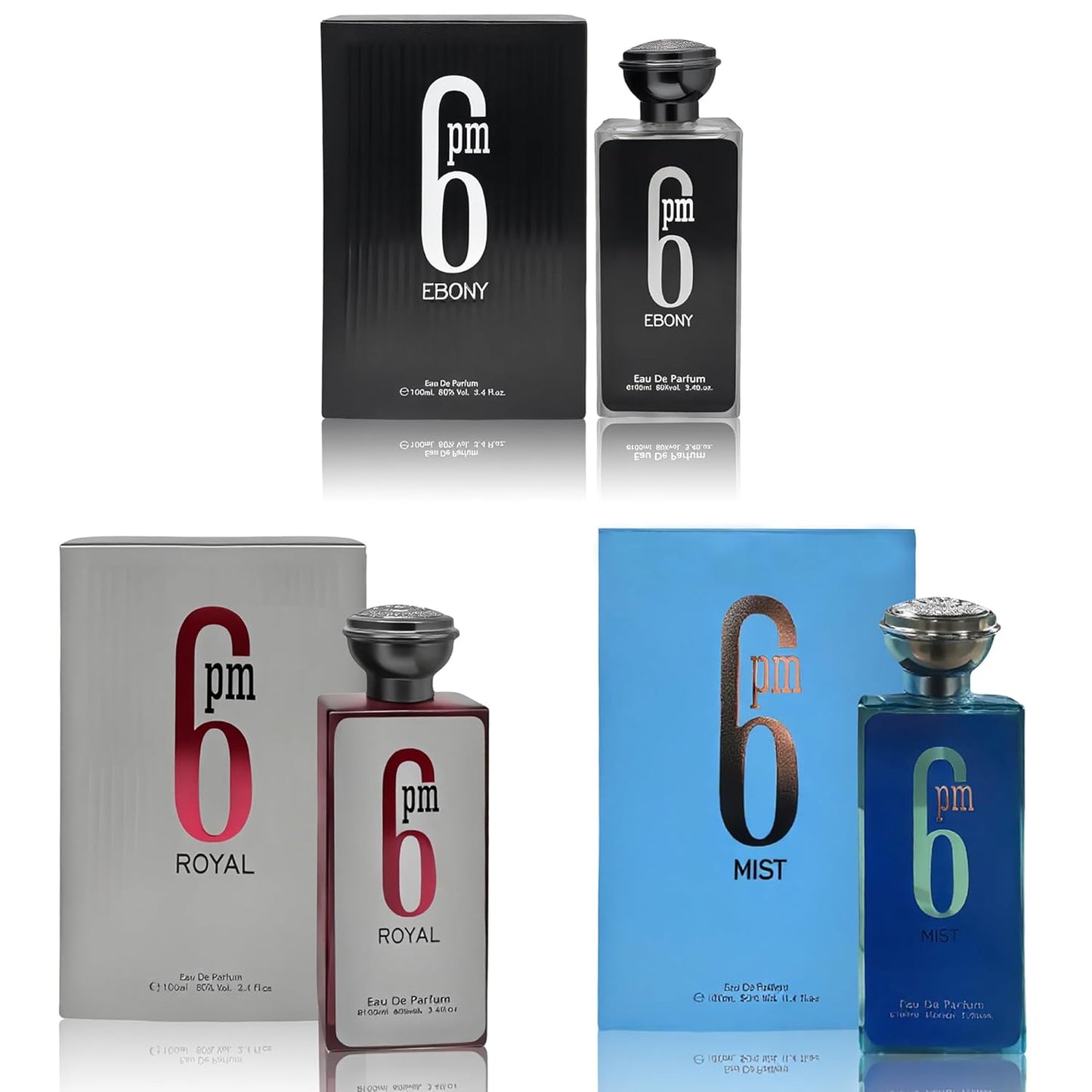 3Pack Men Cologne 6Pm Series Eau De Parfume Spray with Woody Floral & Fruity Scent Perfume Gift Set Day to Night Luxury Fragrances