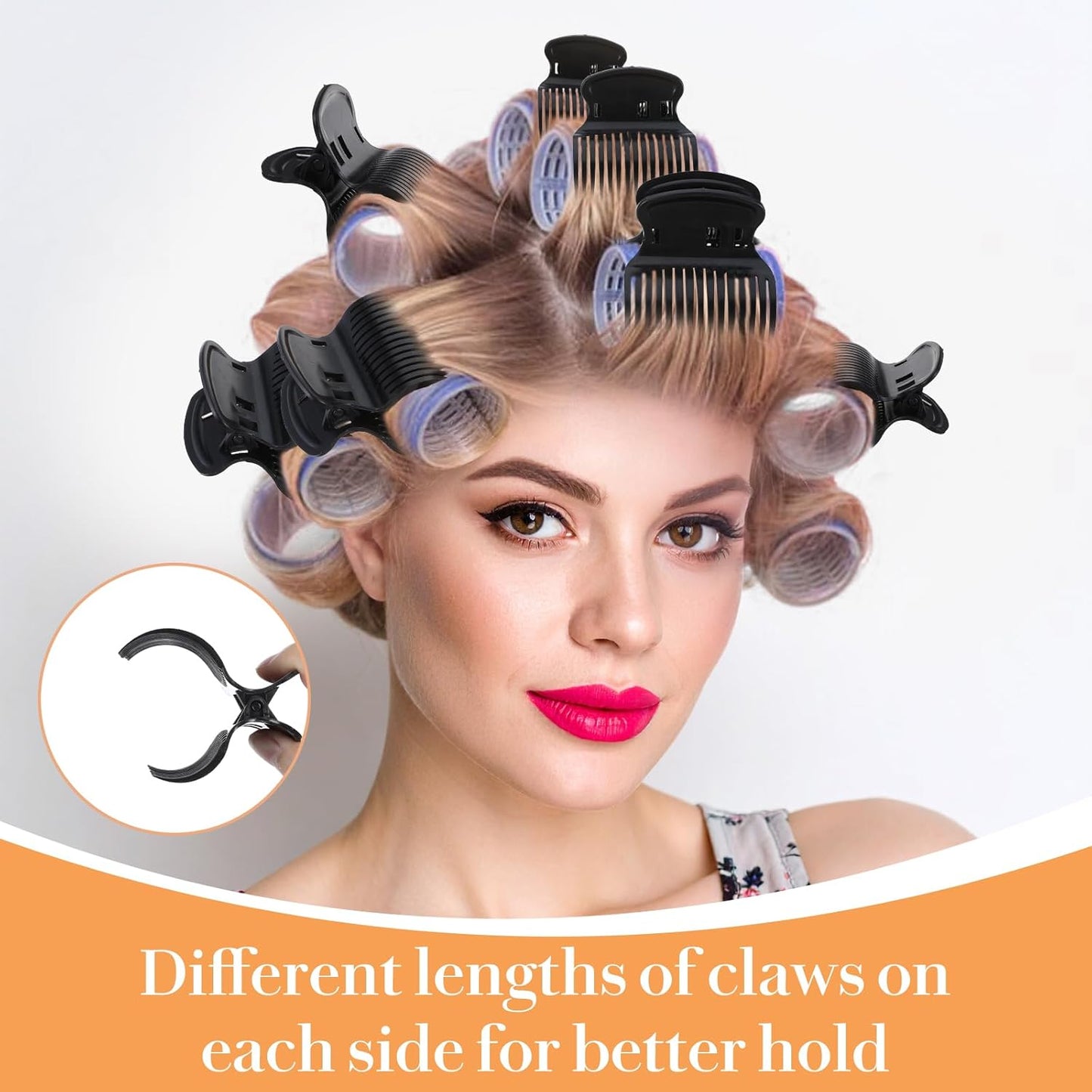 12 Pcs Hot Roller Clips Plastic Hair Curler Claw Clips for Sectioning Styling Creating Voluminous Curls Lightweight Styling Accessories for Home Travel Use DIY Hairstyling Bridal Party Looks