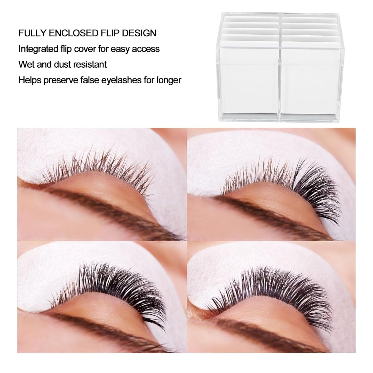 10 Layers Acrylic Eyelash Storage Box with Magnetic Bottom Extension Grafting Tool False Eyelashes Glue Pallet Holder (Transparent)