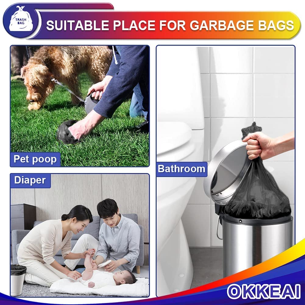OKKEAI Small Garbage Bags for Bathroom Can 5 Liter Trash Bags 1.2 Gal Waste Basket Liners for Bathroom Mini Trash Bags Trash Plastic Bags Small