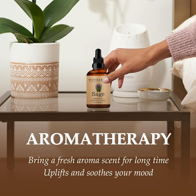 Sage Essential Oils 120ML, Pure Sage Essential Oil for Aromatherapy Diffuser - 4 Fl Oz