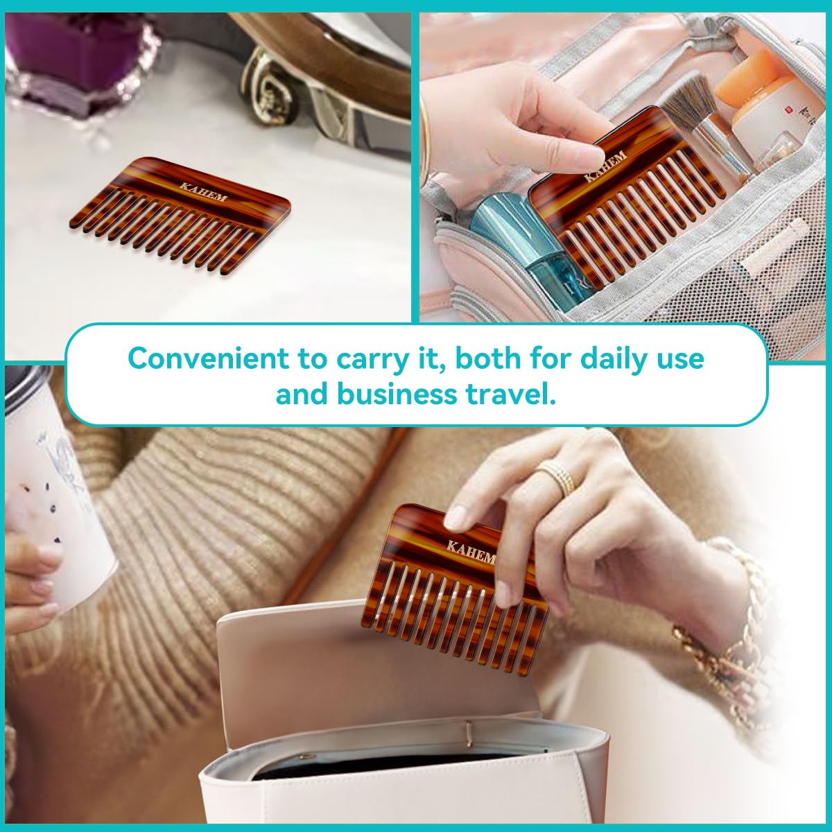 KAHEM Handmade Wide Tooth Comb for curly hair.Small Wide Tooth Comb for Long and short Hair Detangler Comb For Wet and Dry. Professional hair cutting combs-3.74Inch