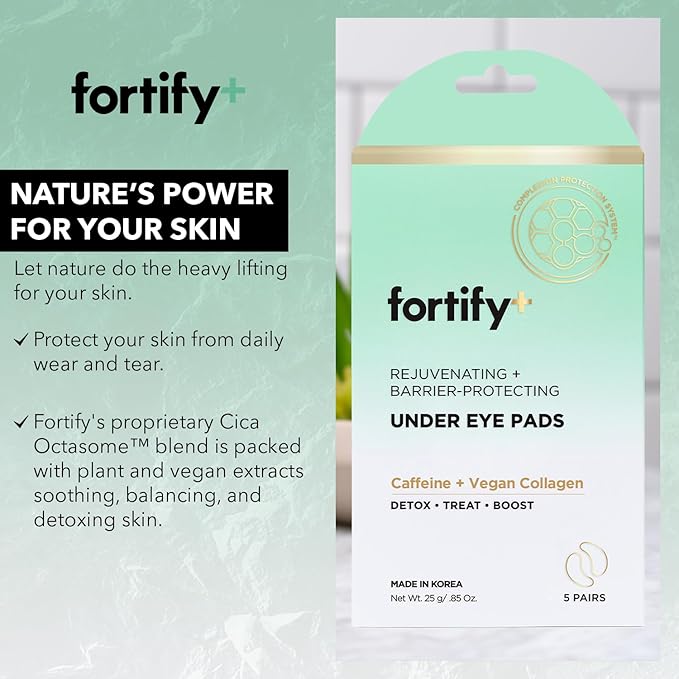 Fortify 9-in-1 Korean Under Eye Pads with Zeolite - Anti Dark Circles & Puffy Eyes Treatment, Dermatologist Tested - 20 Pairs (4 Pack)