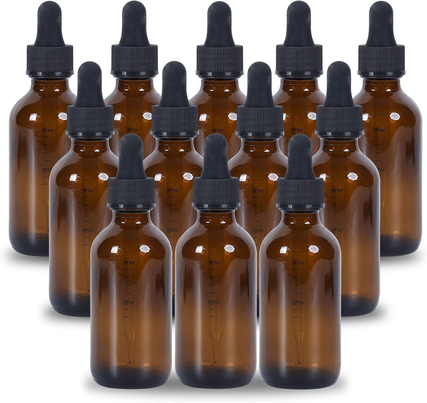 1 oz Dropper Bottle 12 Pack Amber Glass Boston Bottles 30ml with Eye Droppers Black Caps for Essential Oils, Perfume, Leak Proof Travel Bottles for Liquids