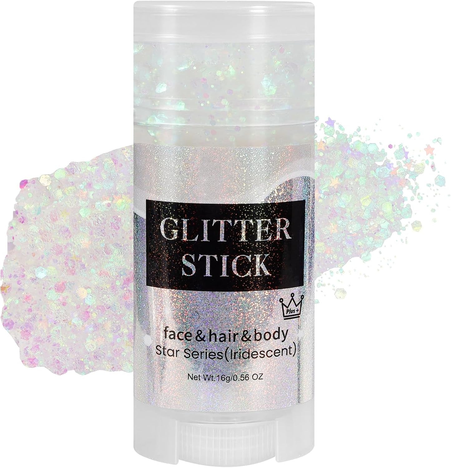 Mysense Iridescent White Body Glitter Stick, Face Hair Glitter Gel for Kids, Festival Rave Outfit Accessories for Women, Sparkling Mermaid Sequins Chunky Glitter Makeup, 0.56oz