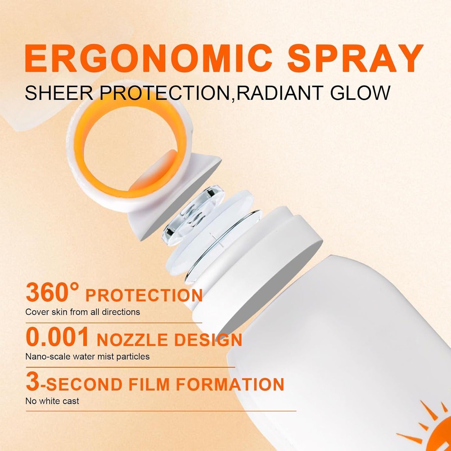 Reef Safe Sunscreen Spray SPF 50, 360° Mist, Broad-Spectrum UVA/UVB Protection, Lightweight & Non-Greasy, Travel Size Sunscreen Spray for Face & Body, Water & Sweat Resistant，5.07oz/150ml (2 pack)