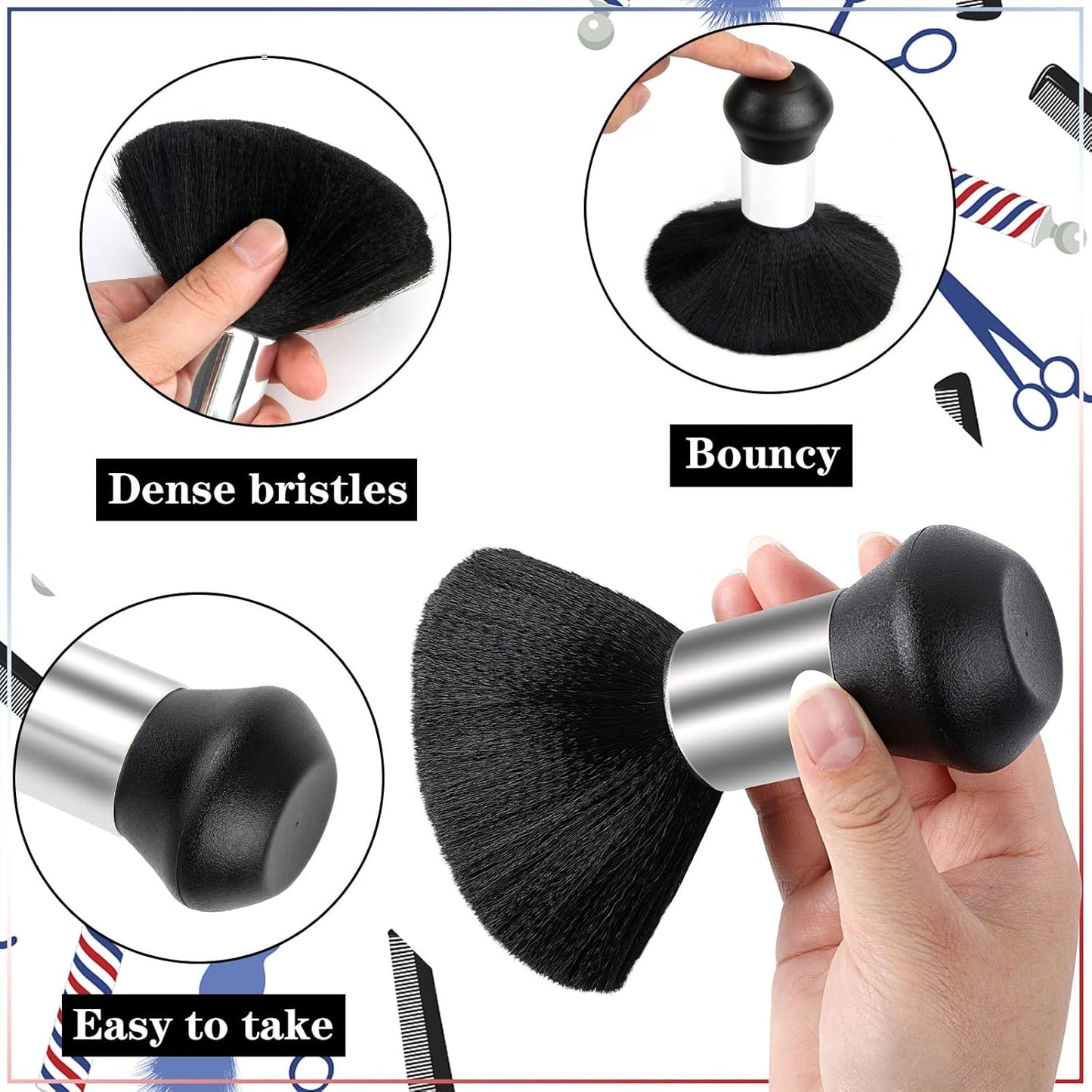 FEBSNOW Professional Hair Cutting Barber Cape with Neck Duster Brush, Tri Coloured Light Print Barber Cape for Barber Shop Hair Cutting Accessories