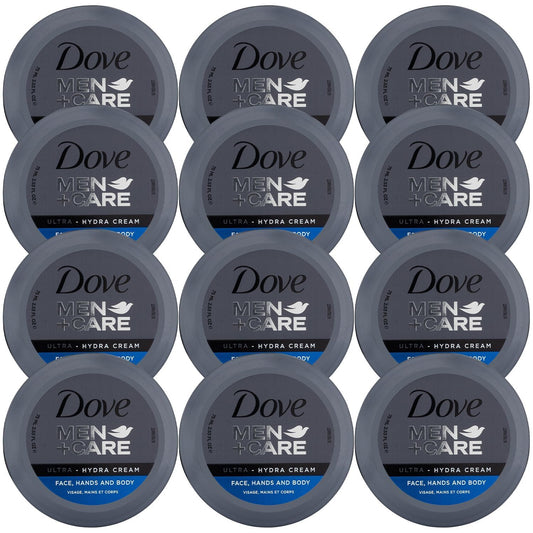 Dove Men+Care Ultra Hydra Cream Lotion, 3-In-1 Advanced Skin Care for Men, Face Cream, Hand & Body Lotion for Dry Skin, 2.53 Fl Oz (Pack of 12)