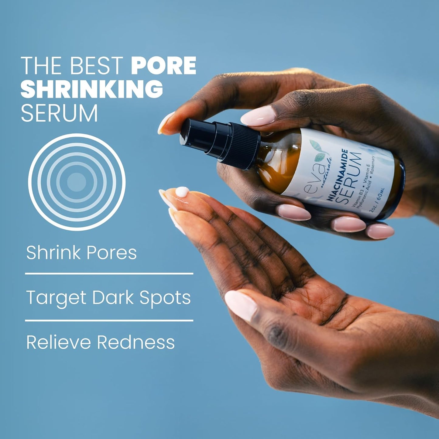 Eva Naturals Niacinamide 5% Serum for Face – B3 Pore Minimizer, Acne Treatment & Dark Spot Corrector with Hyaluronic Acid, Vitamin E, Aloe & Neem – Anti-Aging, Non-Greasy, Hydrating, 2oz