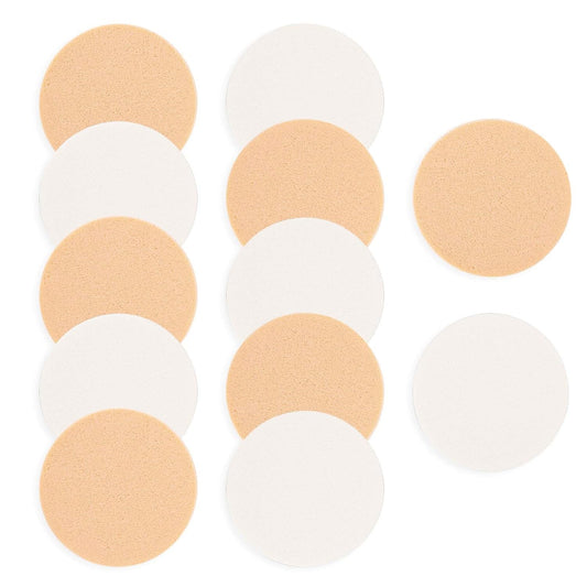 12 Pcs Round Makeup Sponges for Foundation Facial Powders Puff Cosmetic Sponge Round Foam Pad Powders Blender for Liquid Foundation Cream Powdes Concealer - Wet Dry Use