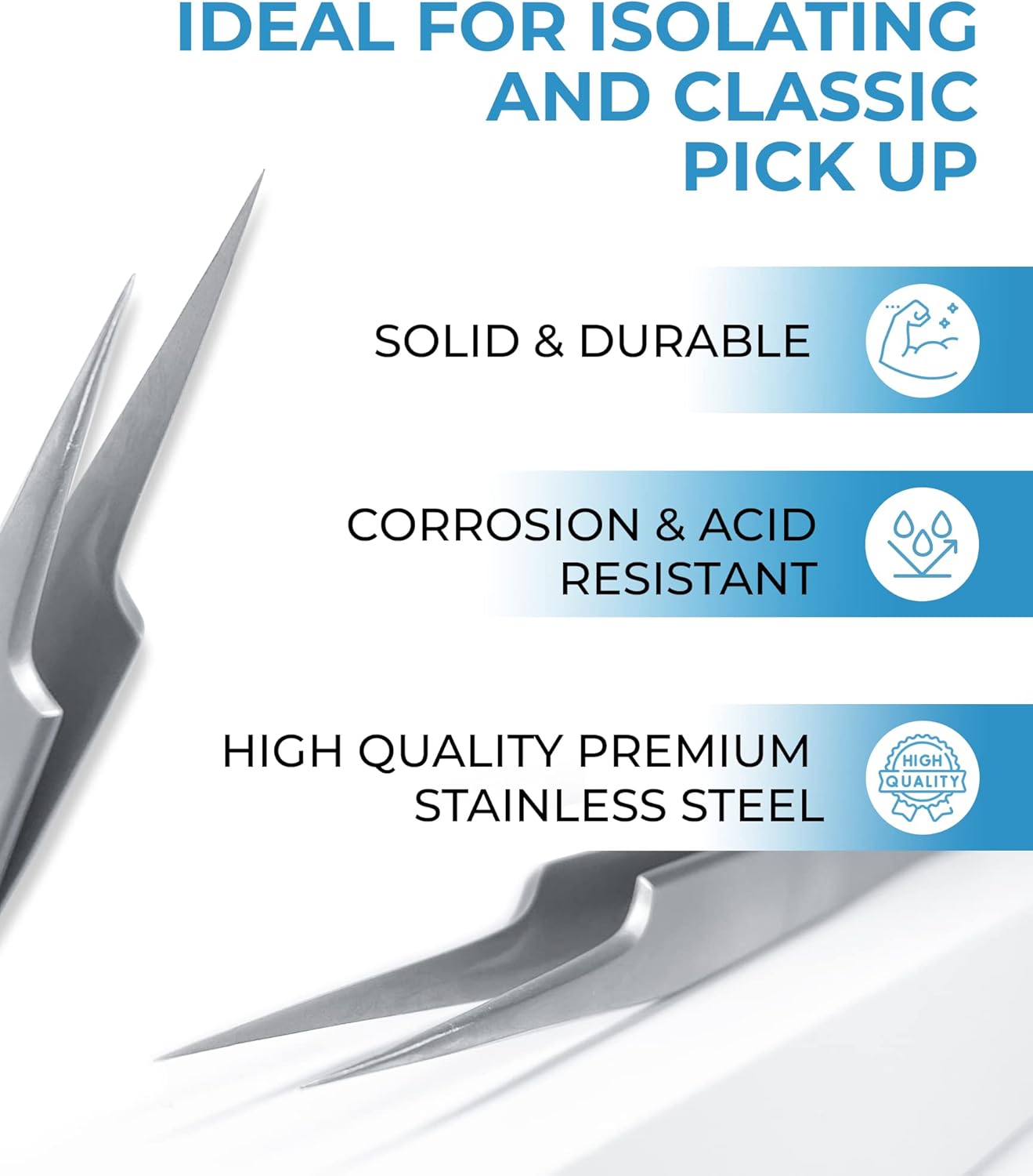 Stacy Lash STL-3 Isolation Eyelash Extension Tweezers/Precision Applicator/Supplies for Classic Extensions, Individual False Lashes/Separator Tool for Mink & Natural Eyelashes/Beauty Tools