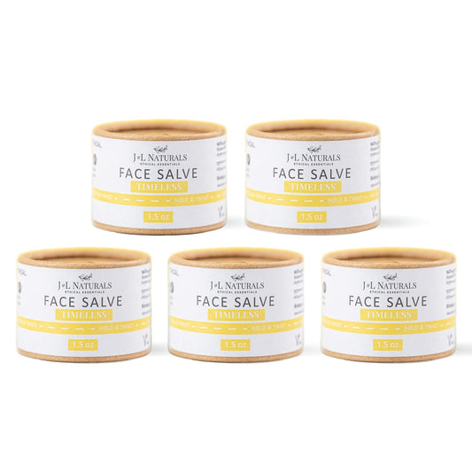 J&L Naturals Sustainable Face Salve Moisturizer for Combination Skin & Oily Skin | Organic Ingredients, 100% Natural | Cruelty Free, Vegan, Paraben Free (1-Pack) (Timeless, 1.5 Oz (Pack of 5))