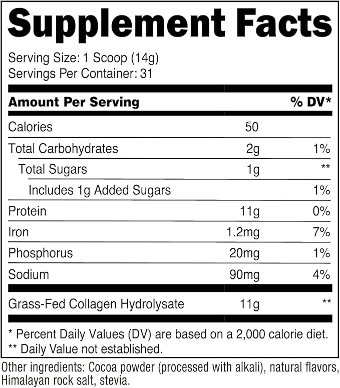 Nutricost Grass-Fed Collagen Powder 1LB (454 G) (Chocolate) - Grass Fed Bovine Collagen Hydrolysate - Collagen Peptides