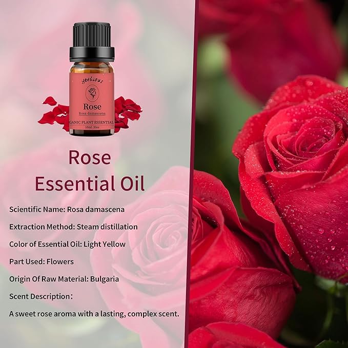 yethious Rose Lemon Essential Oils Set 2pcs*10ml 0.66oz 100% Organic Pure Aromatherapy Gift Oil Kit for Diffuser Rose Oil Essential Oil