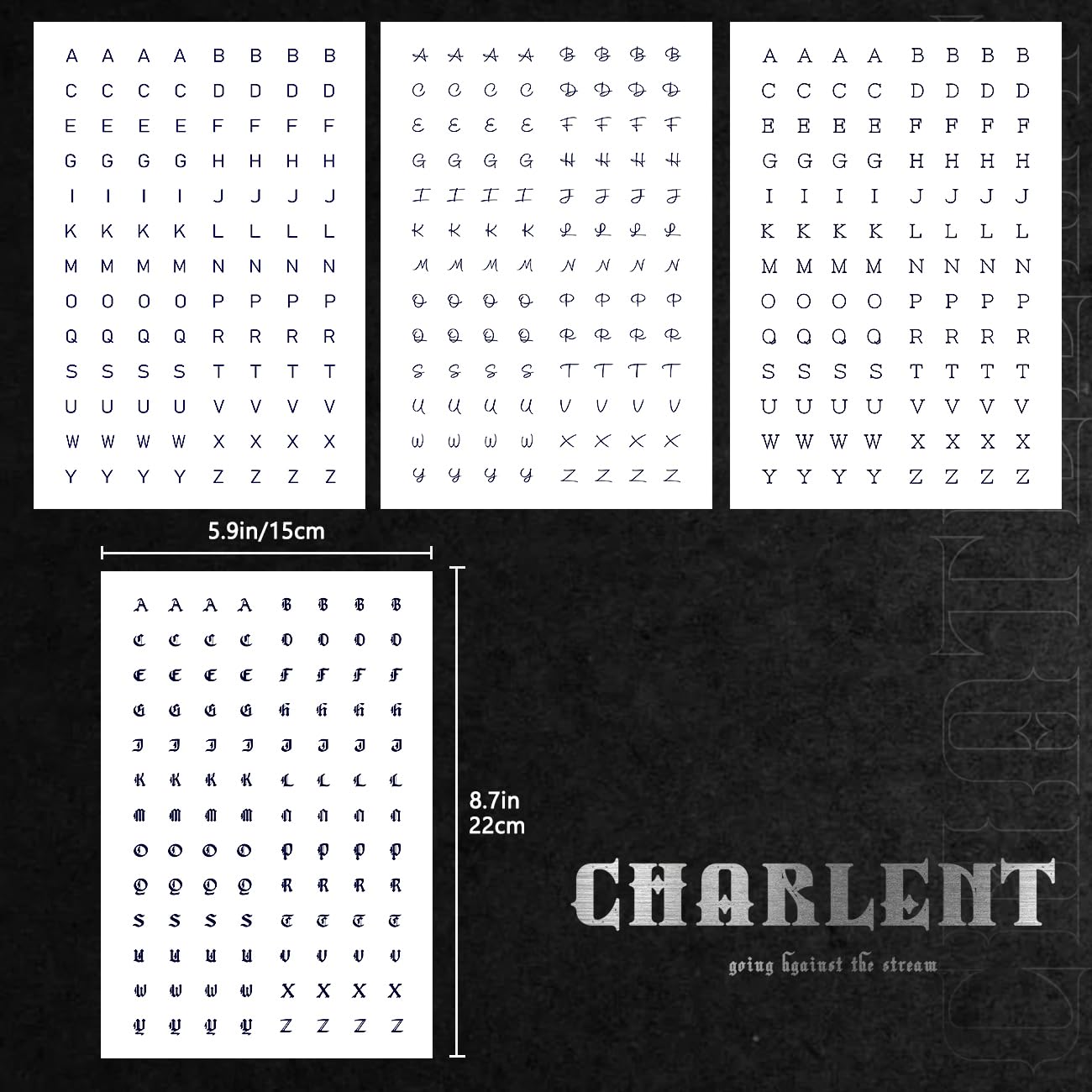 CHARLNET English Letters Semi-Permanent Tattoos for Adult - 2 Weeks Long Last Letters Fake Tattoos for Women Men Finger Neck Body/Fades Naturally/No Reflection/Waterproof,DIY Letters Stickers