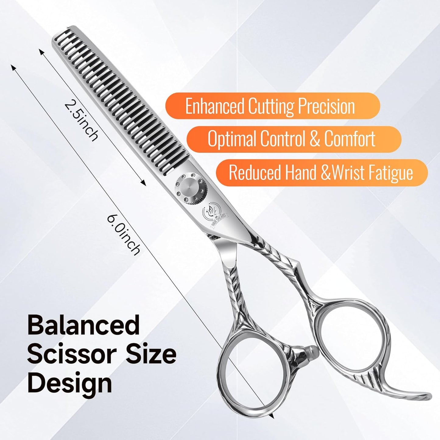 Fenice Peak Hair Thinning Scissors 6.0'' Barber Texturizing Shears 440C Thinner Hair Scissors with Engraving Handle for Salon and Home User