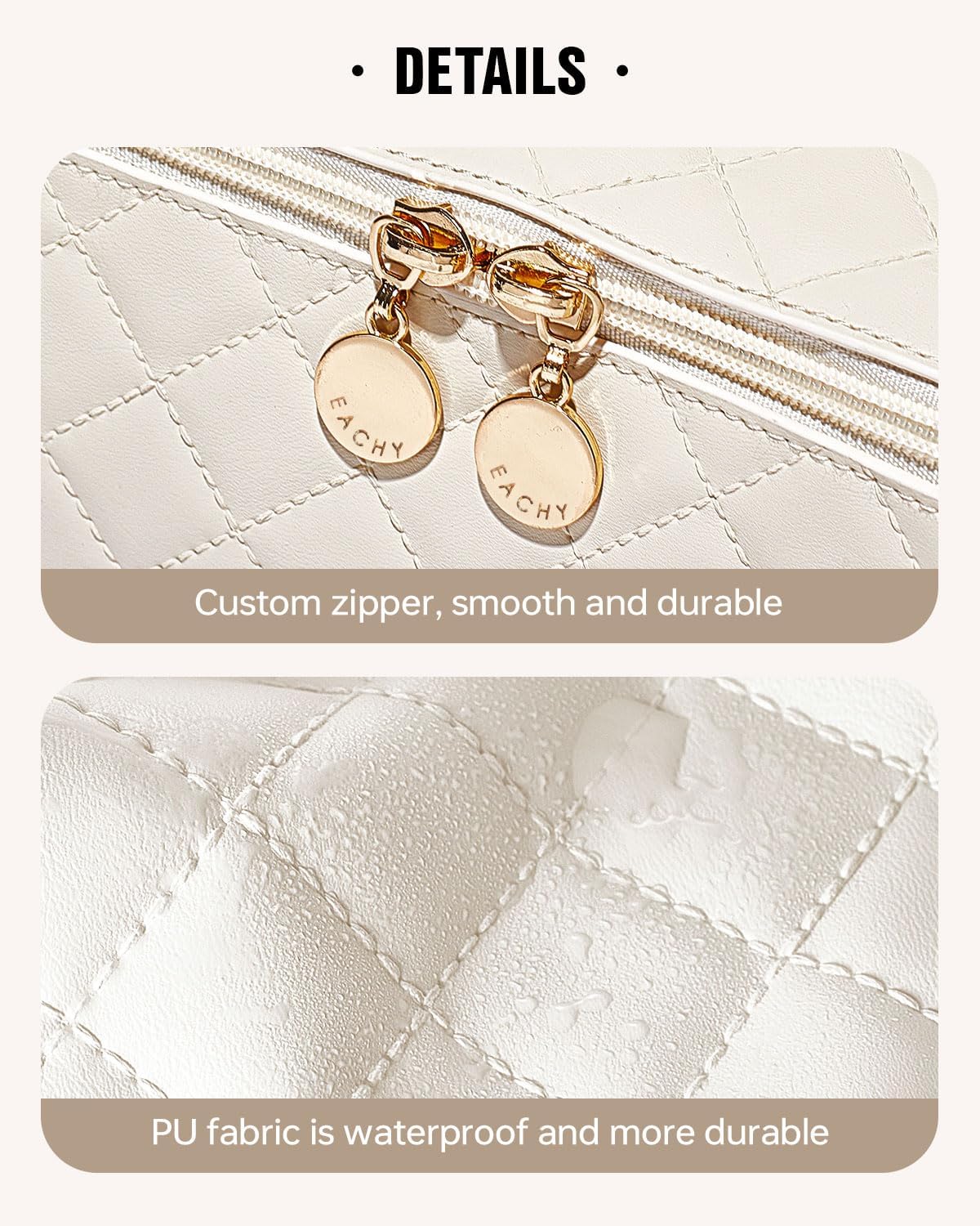 EACHY Travel Makeup Bag,Large Capacity Cosmetic Bags for Women,Waterproof Portable Pouch Open Flat Toiletry Bag Pattern Makeup Bag