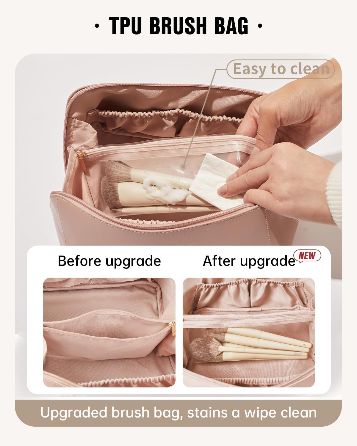 EACHY Travel Makeup Bag,Large Capacity Cosmetic Bags for Women,Waterproof Portable Pouch Open Flat Toiletry Bag Pattern Makeup Bag