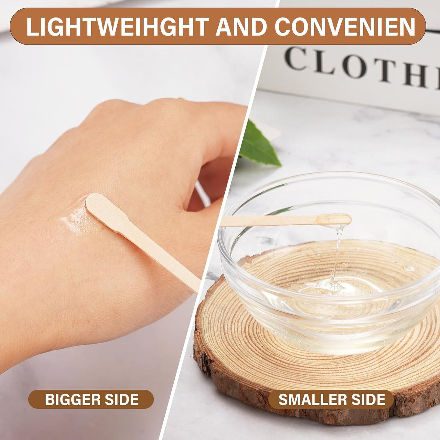 Wooden Eyebrow Waxing Sticks with Handle, Small Wood Wax Sticks, Wax Sticks for Hair Removal, Wax Spatulas Craft Applicator Sticks for Eyebrow, Lip, Nose Waxing (1200 Pcs)