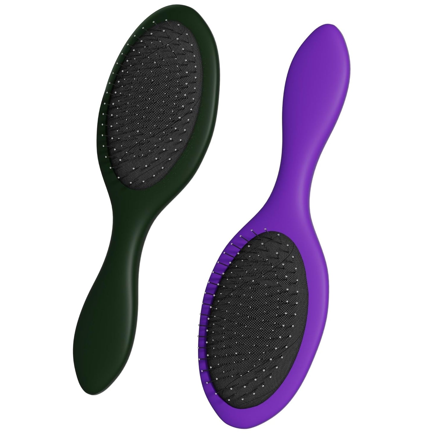 WeiLa Anti-Static Hair Brush Oval, Stainless-Steel Bristles Detangler for Wigs & Hair, ABS Handle (Emerald Green + Violet, Couple)