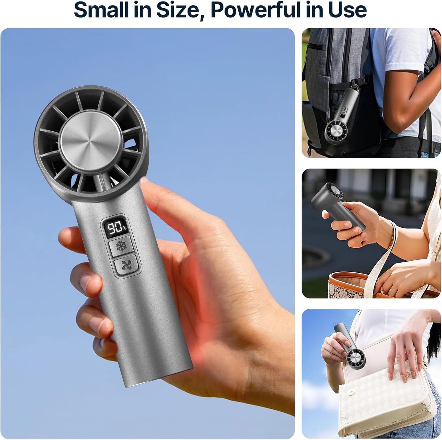 Portable Handheld Turbo Fan | Speed(1-120) Adjustable Mini Fan featuring Cooling Mode | 5000mAh Rechargeable Battery | Metal Body & LED Display | Gifts for Men Women, Camping & Outdoor