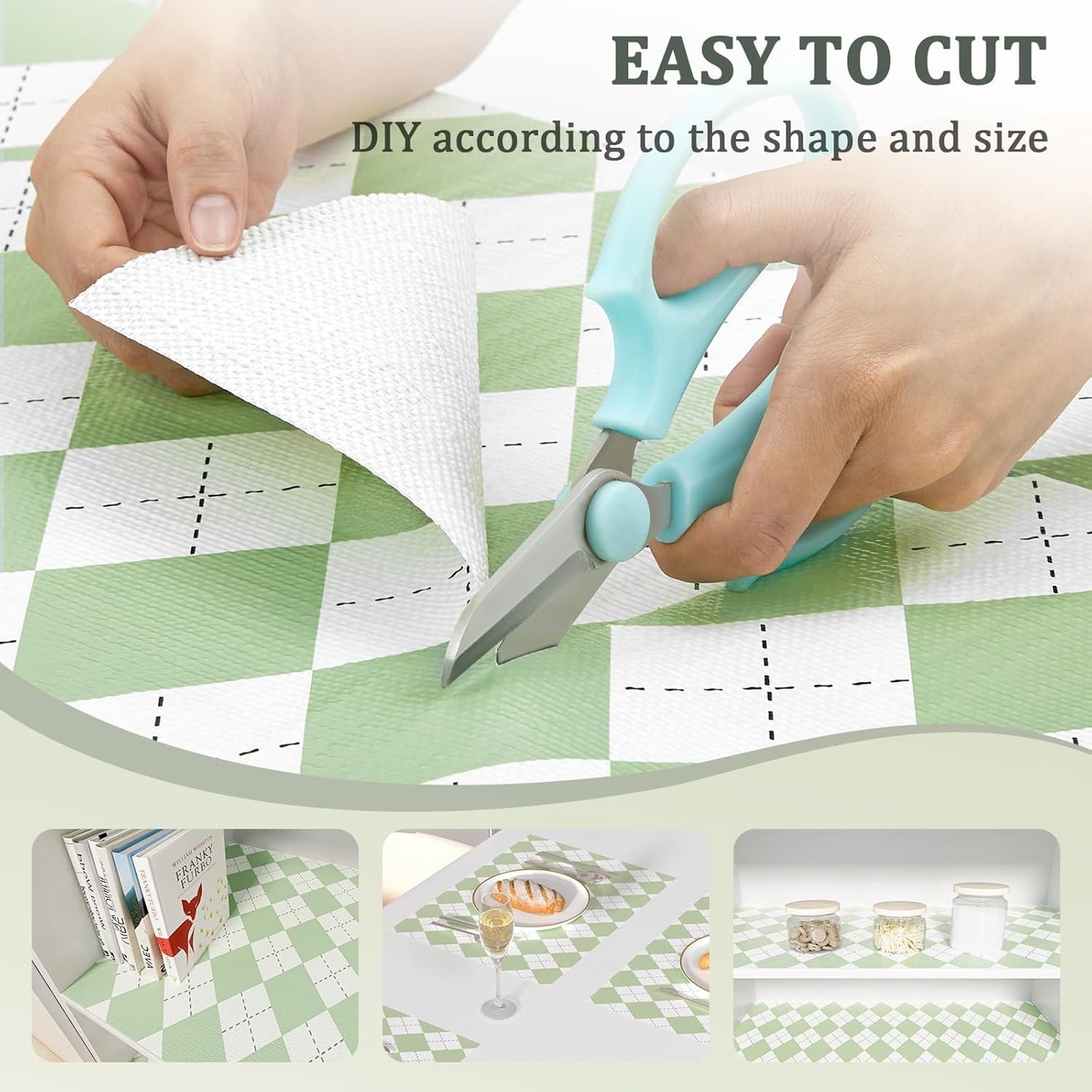 Sage Green Shelf Liner for Kitchen Cabinets 18" x 120" Non-Adhesive Non-Slip Drawer Liners for Dresser, Waterproof Washable Paper, Durable Protector Mat for Pantry Shelves Cupboards