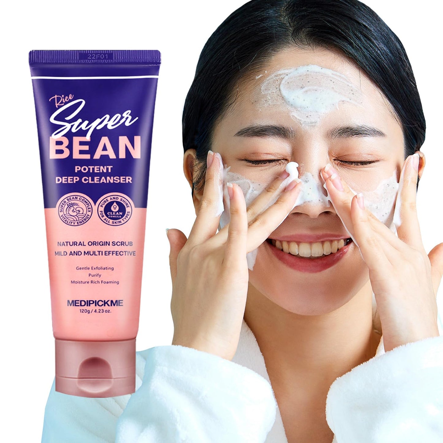 Rice Face Wash Gentle Hydrating Cleanser for Sensitive Skin, Creamy Foam, Moisture-Balance, No Tightness, Daily Facial Cleanser