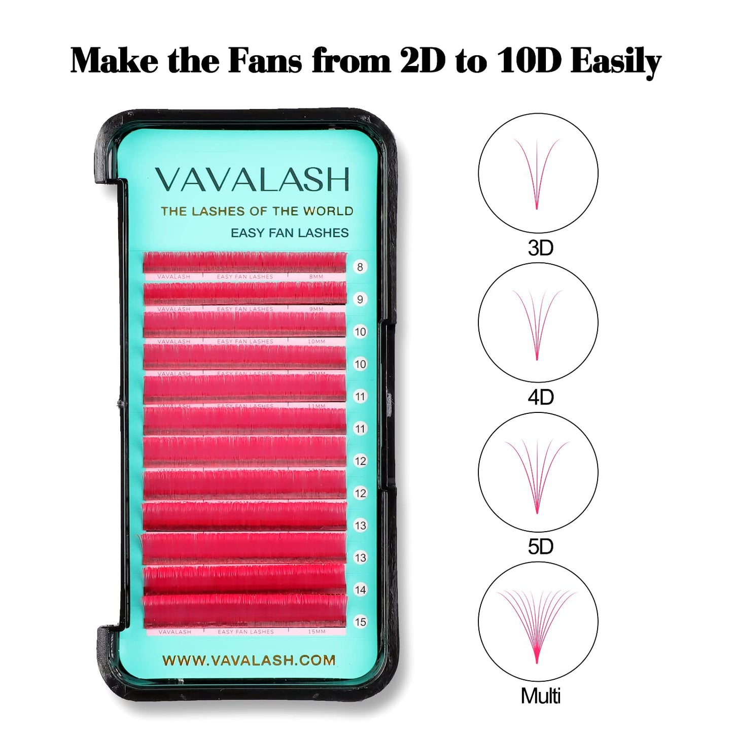VAVALASH Colored Easy Fan Eyelash Extensions 0.07 CC Curl 13-20mm Mixed Lash Tray Pink Self Fanning Lashes Colorful Volume lash extensions（Pink,0.07-CC-13-20mm）