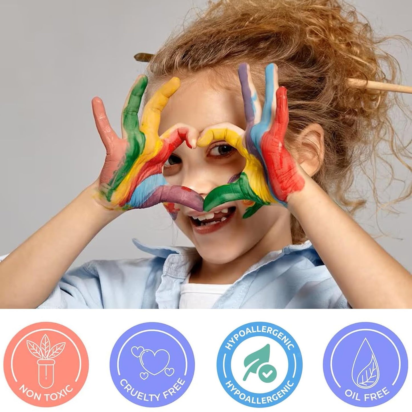 Mysense Pearl Silver Face Body Hair Paint Stick,Water Based Washable Temporary Hair Color,Non-toxic Cream Blendable Metallic Face Painting for Halloween Costume SFX Cosplay Makeup,0.5oz