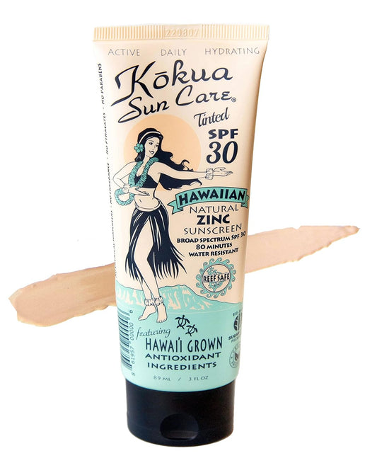 Kokua Sun Care Hawaiian Reef Safe SPF 30 | Zinc Oxide | Tinted Mineral for Face & Body | Sun Protection | Water Resistant | Chemical Free | Natural Ingredients